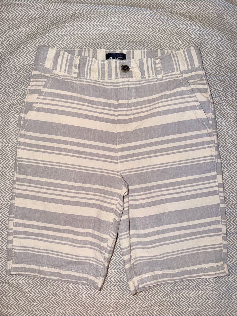 The Children’s Place Boys Gray & White Striped Linen Look Shorts